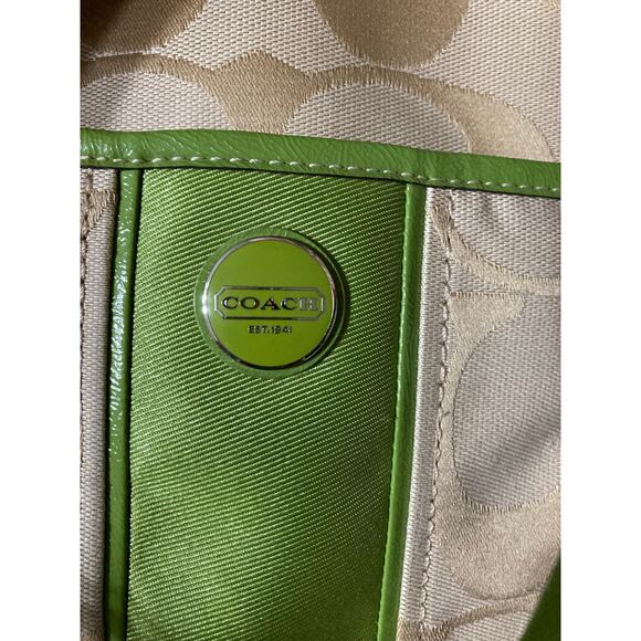 COACH 28208E LARGE TAN, GREEN SIGNATURE PRINT CROSSBODY BAG - Picture 16 of 16